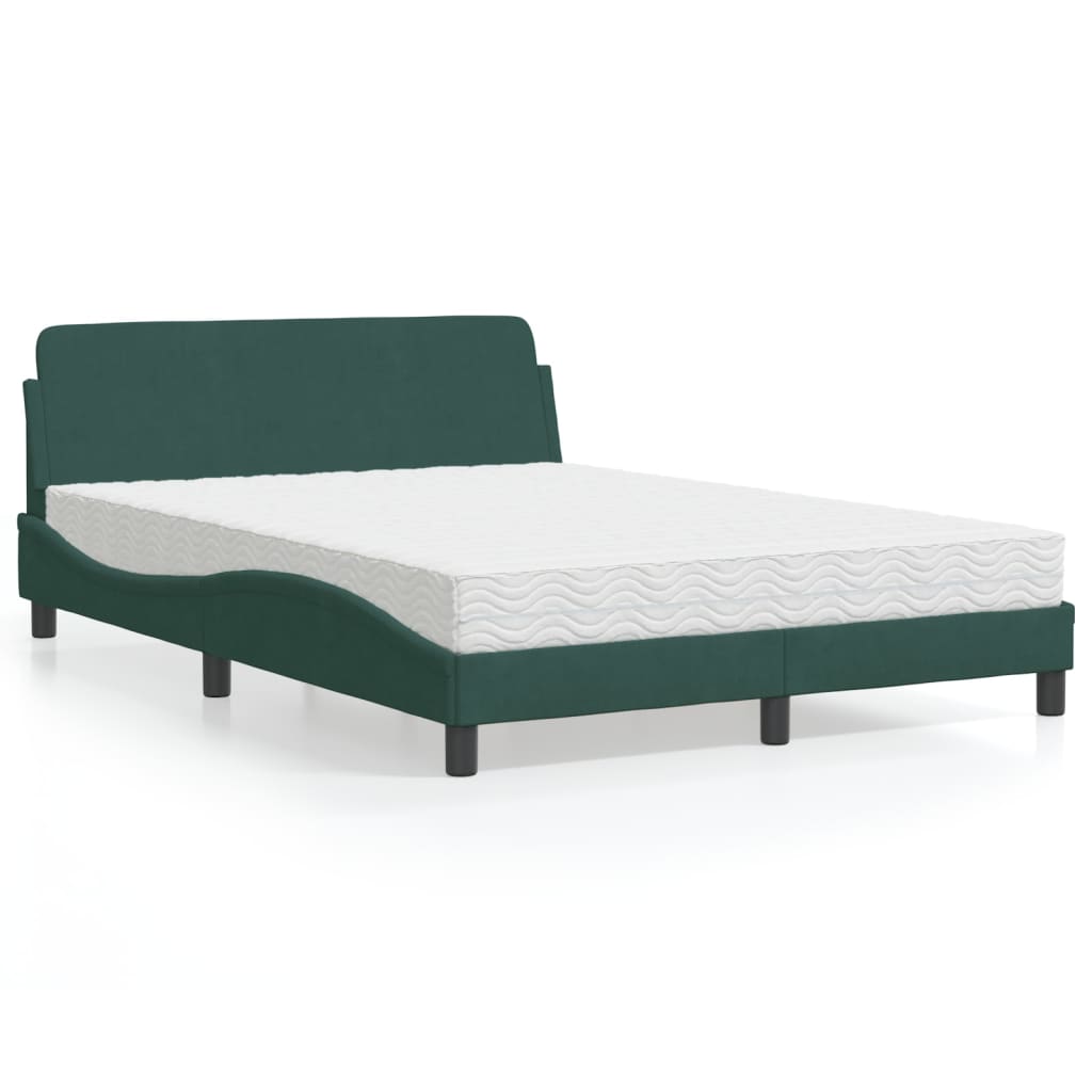 VidaXL Bed met matras fluweel donkergroen 120x200 cm