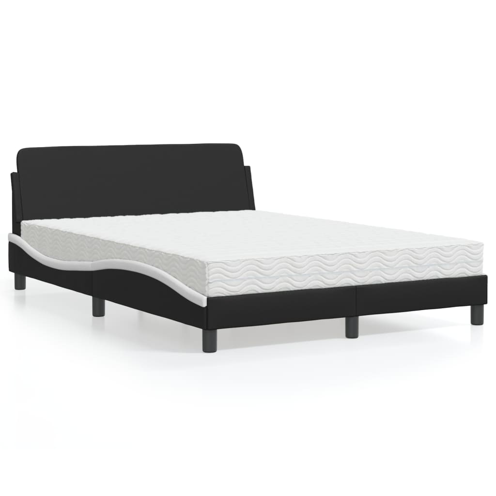 VidaXL Bed met matras kunstleer zwart en wit 120x200 cm