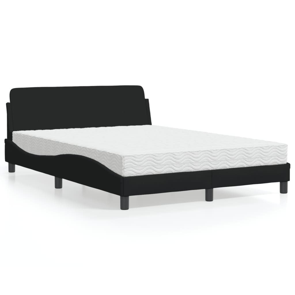 VidaXL Bed met matras stof zwart 140x190 cm