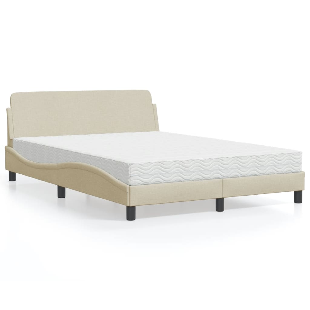 VidaXL Bed met matras stof crèmekleurig 140x190 cm