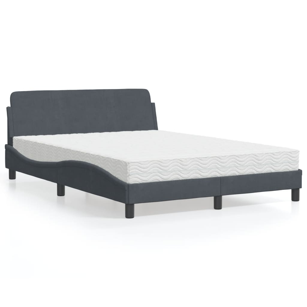 VidaXL Bed met matras fluweel donkergrijs 140x190 cm