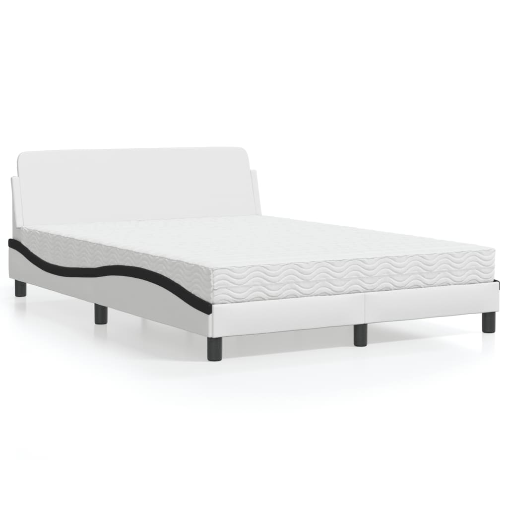 VidaXL Bed met matras kunstleer wit en zwart 140x190 cm