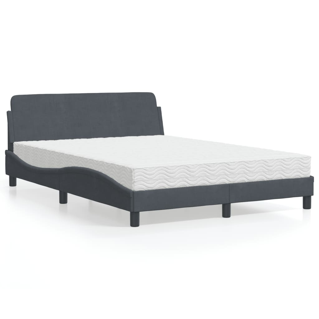 VidaXL Bed met matras fluweel donkergrijs 140x200 cm