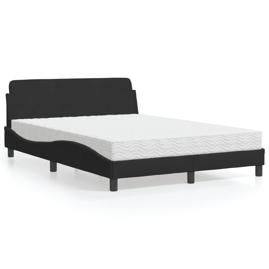 VidaXL Bed met matras fluweel zwart 140x200 cm