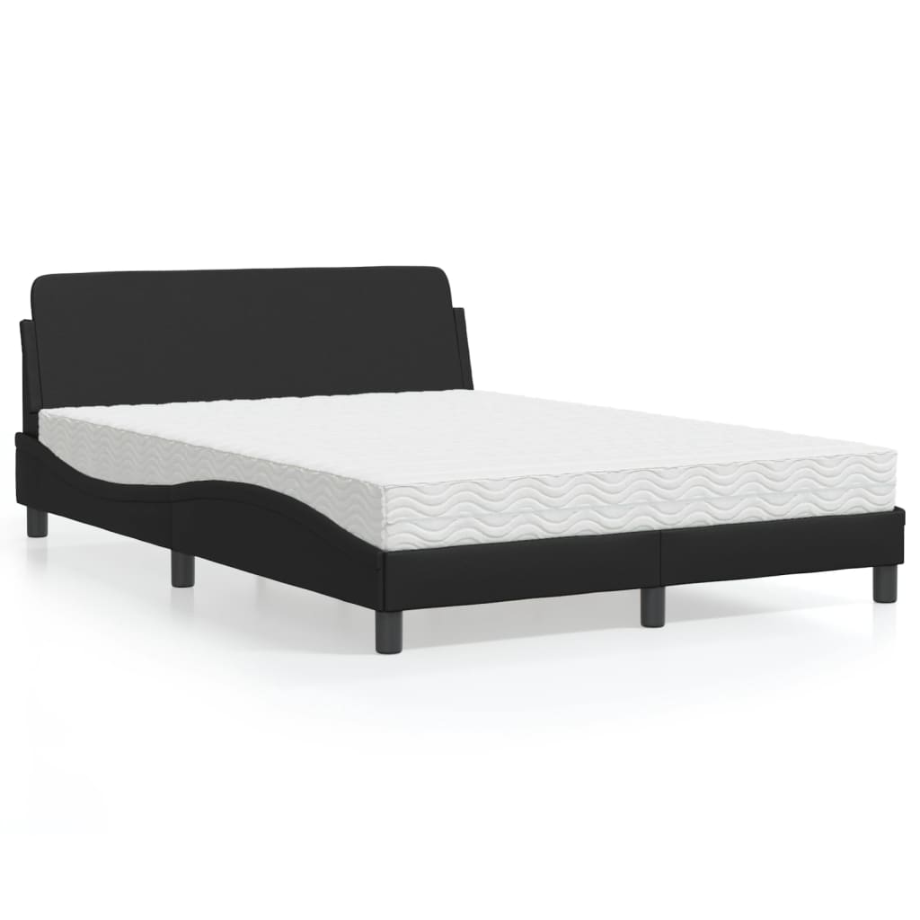 VidaXL Bed met matras kunstleer zwart 140x200 cm