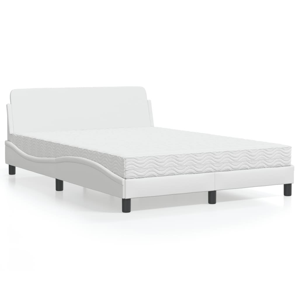 VidaXL Bed met matras kunstleer wit 140x200 cm