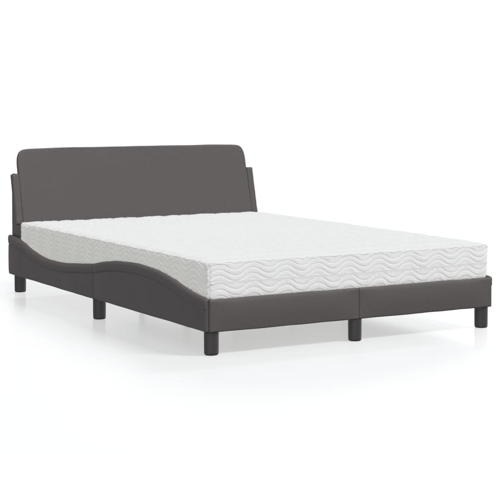 VidaXL Bed met matras kunstleer grijs 140x200 cm