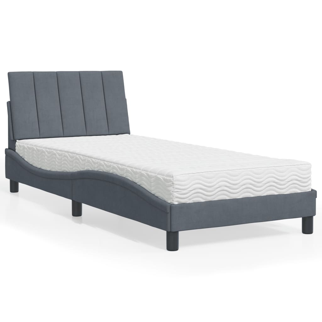 VidaXL Bed met matras fluweel donkergrijs 80x200 cm