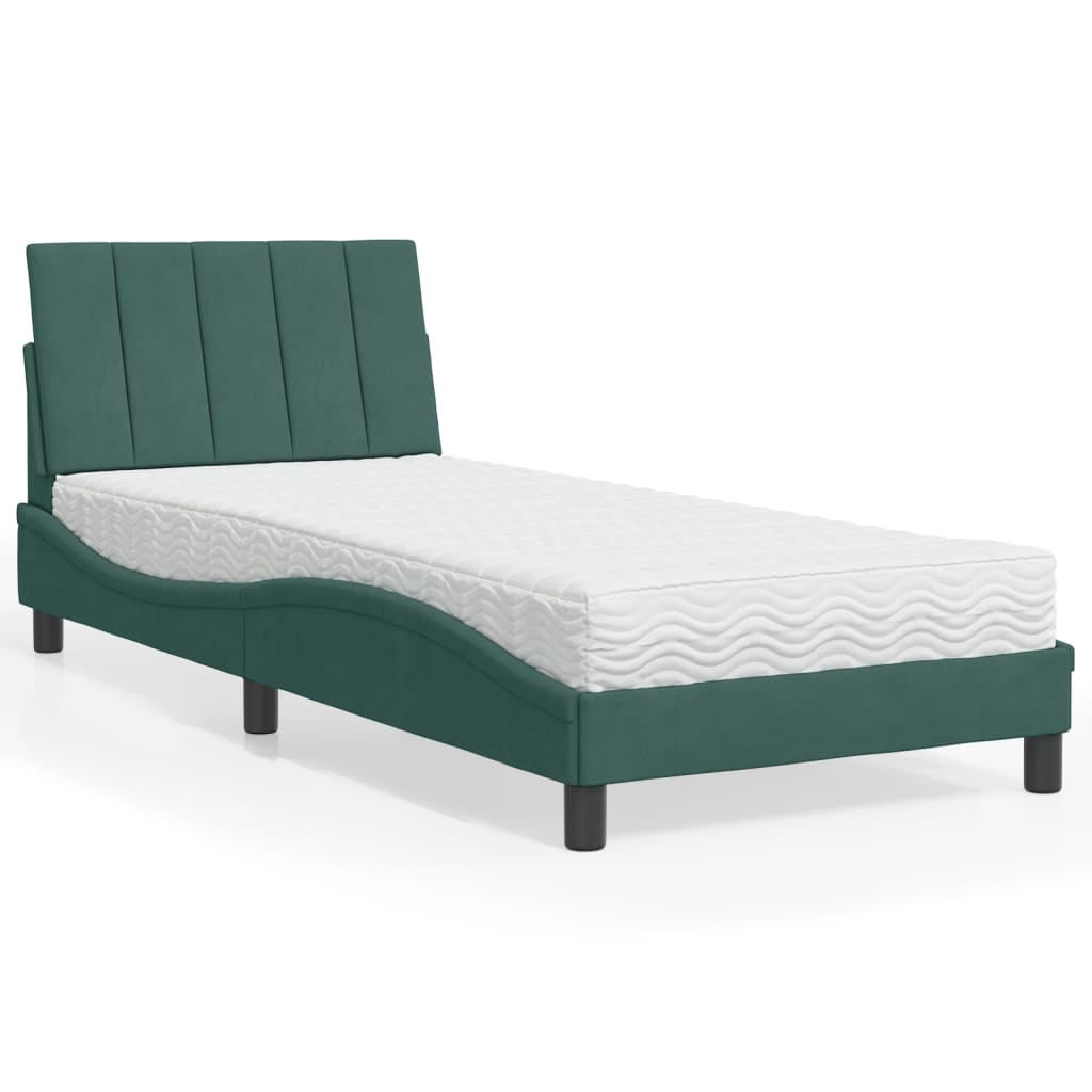 VidaXL Bed met matras fluweel donkergroen 80x200 cm