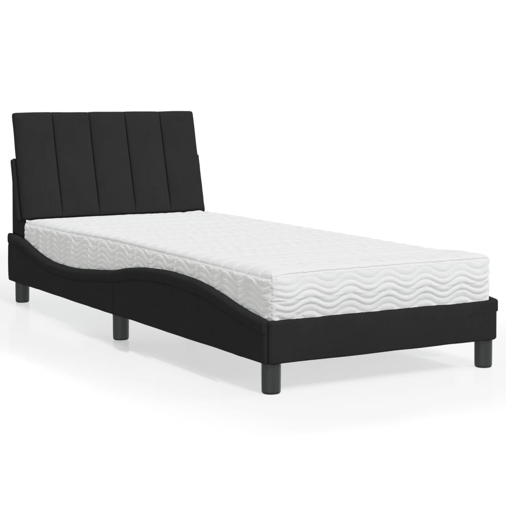 VidaXL Bed met matras fluweel zwart 90x190 cm