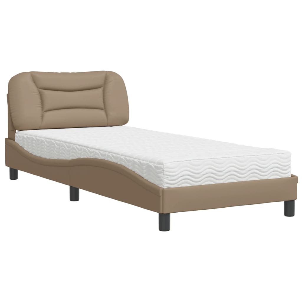 VidaXL Bed met matras kunstleer cappuccinokleurig 80x200 cm