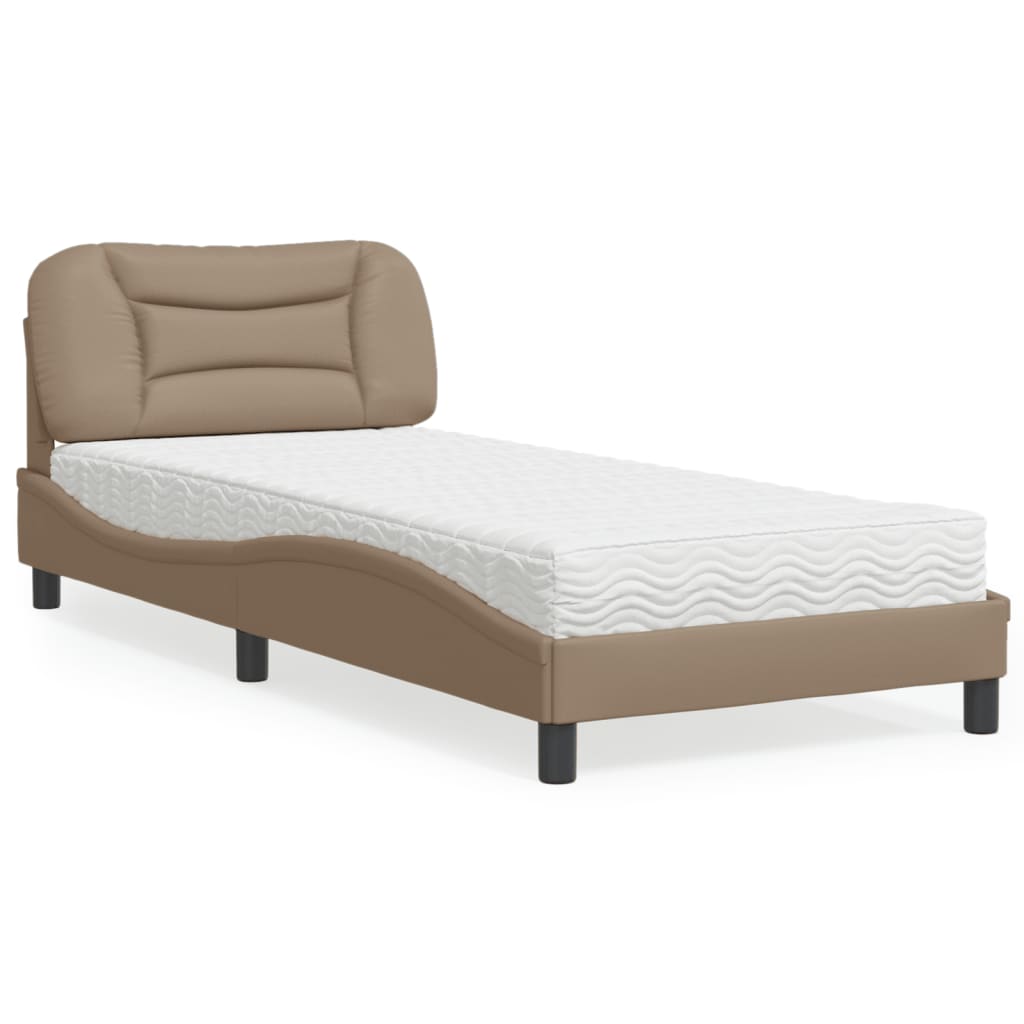 VidaXL Bed met matras kunstleer cappuccinokleurig 90x190 cm