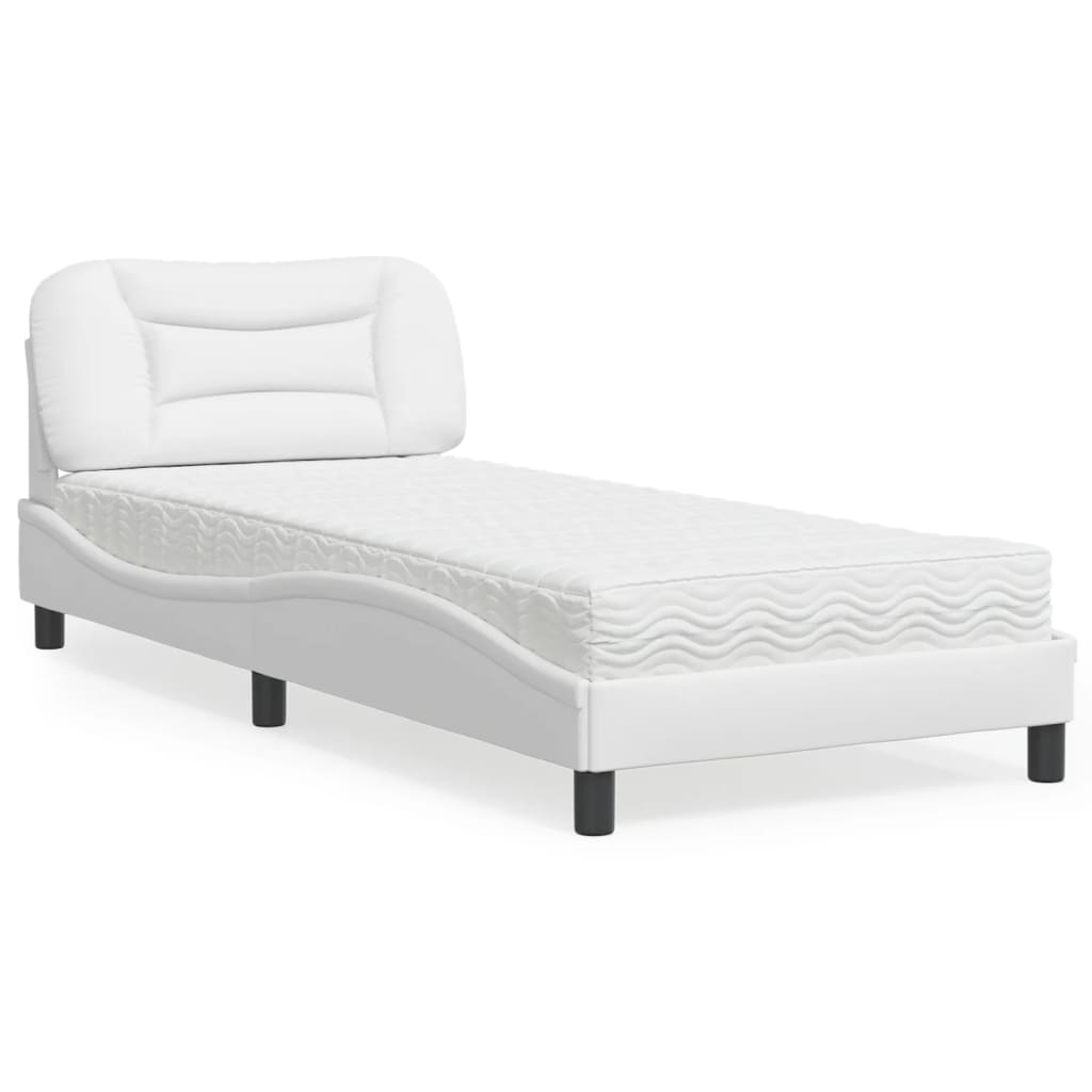 VidaXL Bed met matras kunstleer wit 90x200 cm