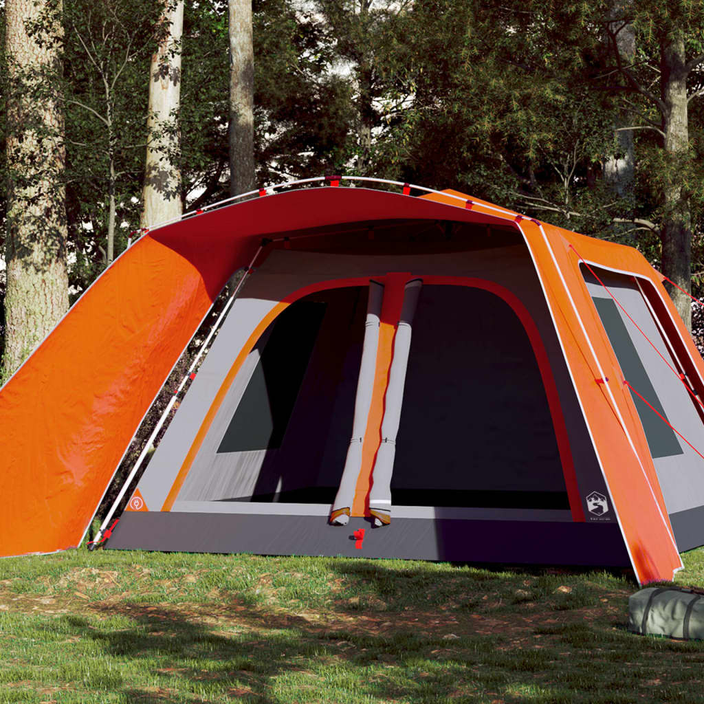 VidaXL Tent met luifel 9-persoons snelontgrendeling grijs en oranje