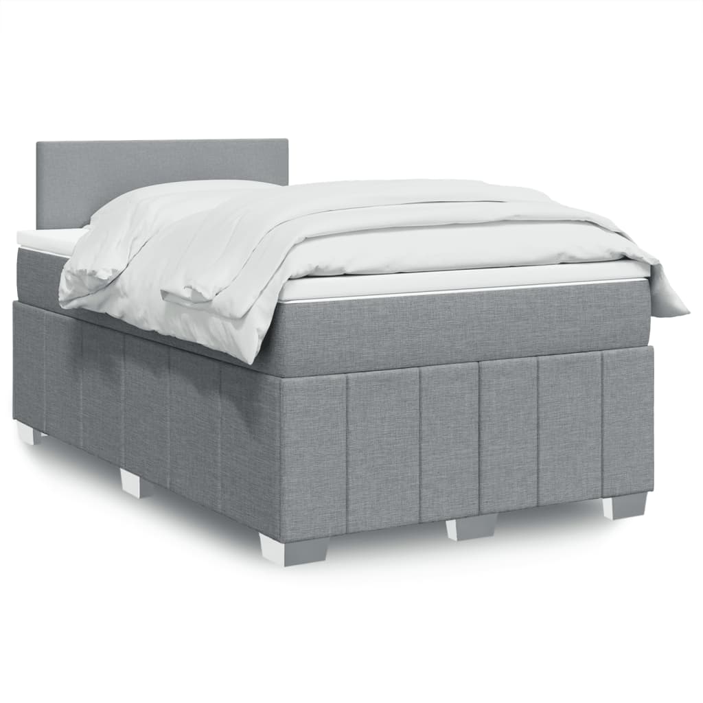 VidaXL Boxspring met matras stof lichtgrijs 120x190 cm