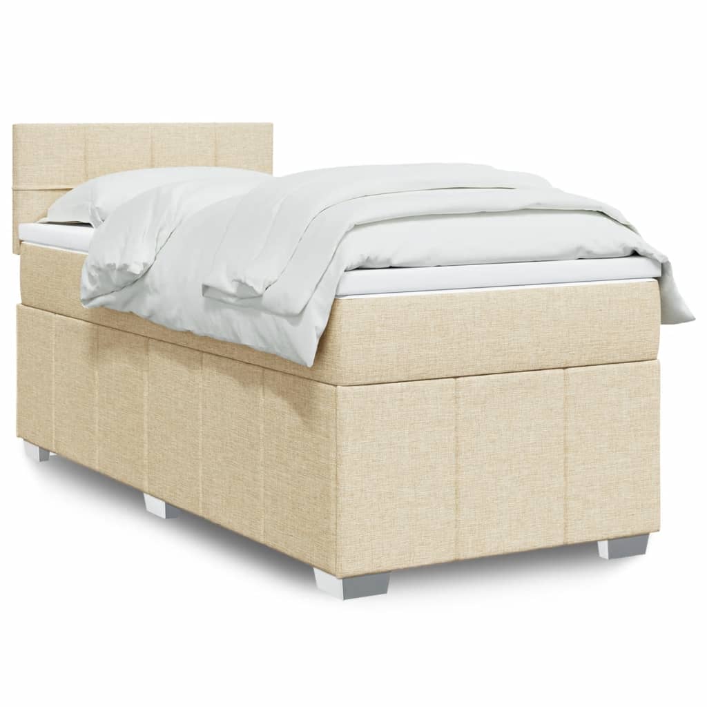 VidaXL Boxspring met matras stof crèmekleurig 100x200 cm