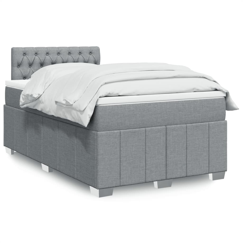 VidaXL Boxspring met matras stof lichtgrijs 120x190 cm