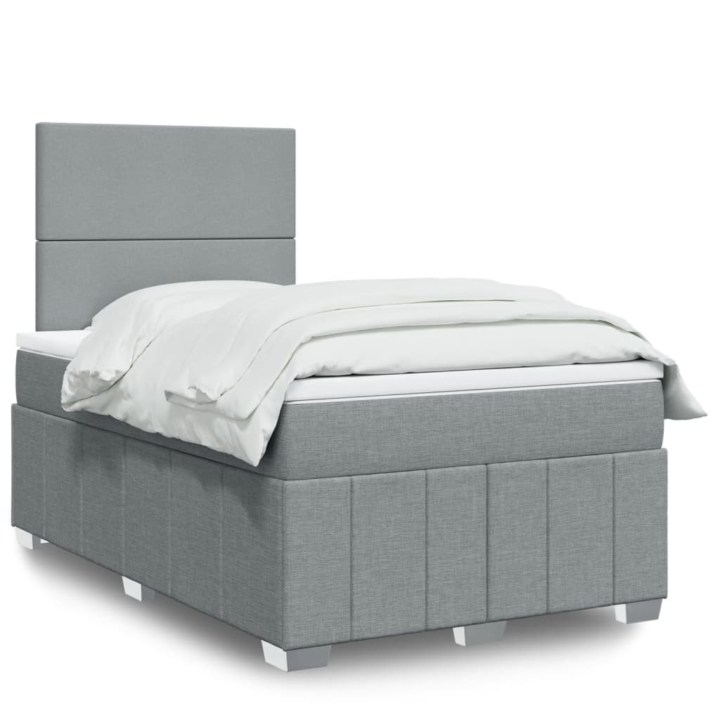 VidaXL Boxspring met matras stof lichtgrijs 120x190 cm