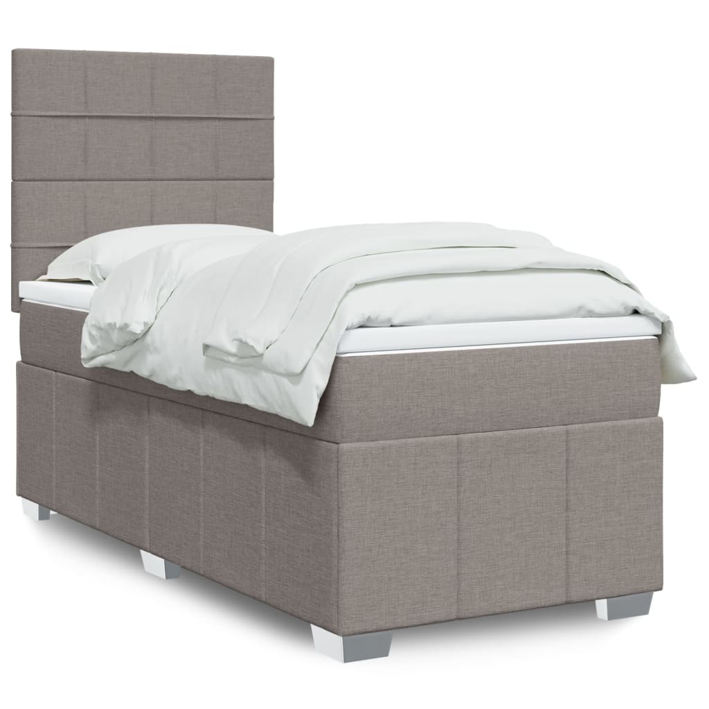 VidaXL Boxspring met matras stof taupe 100x200 cm