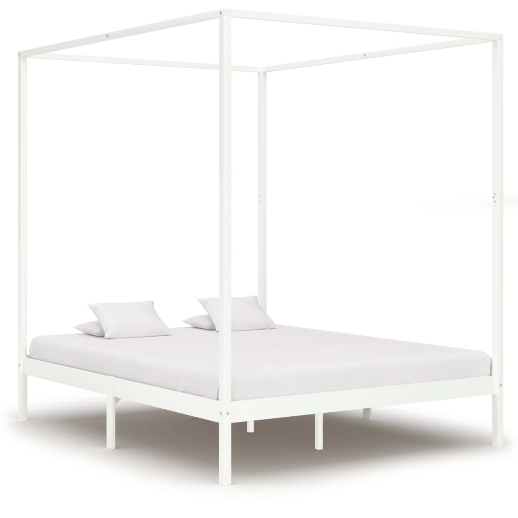 VidaXL Hemelbedframe massief grenenhout wit 160x200 cm