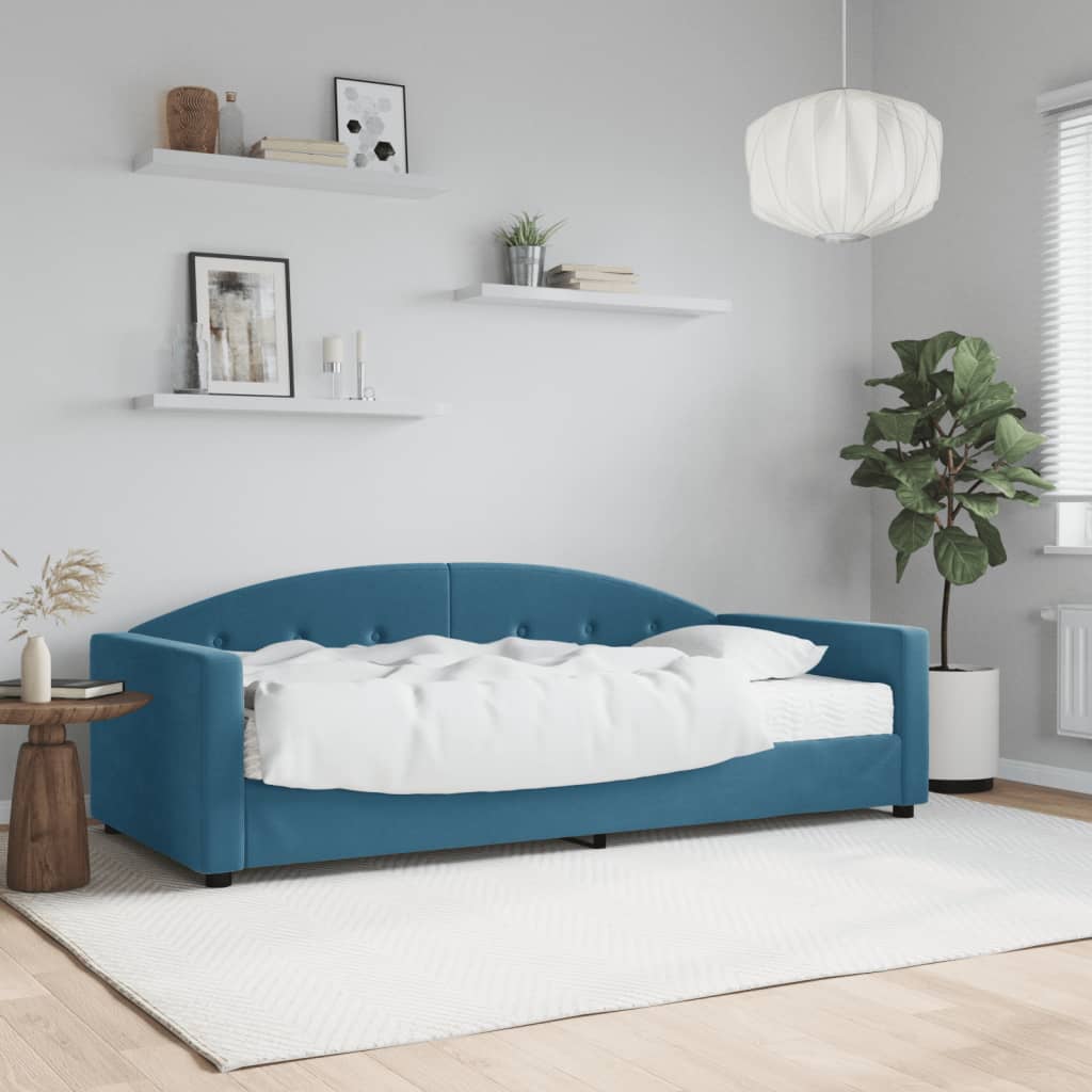 VidaXL Slaapbank met matras 90x200 cm fluweel blauw