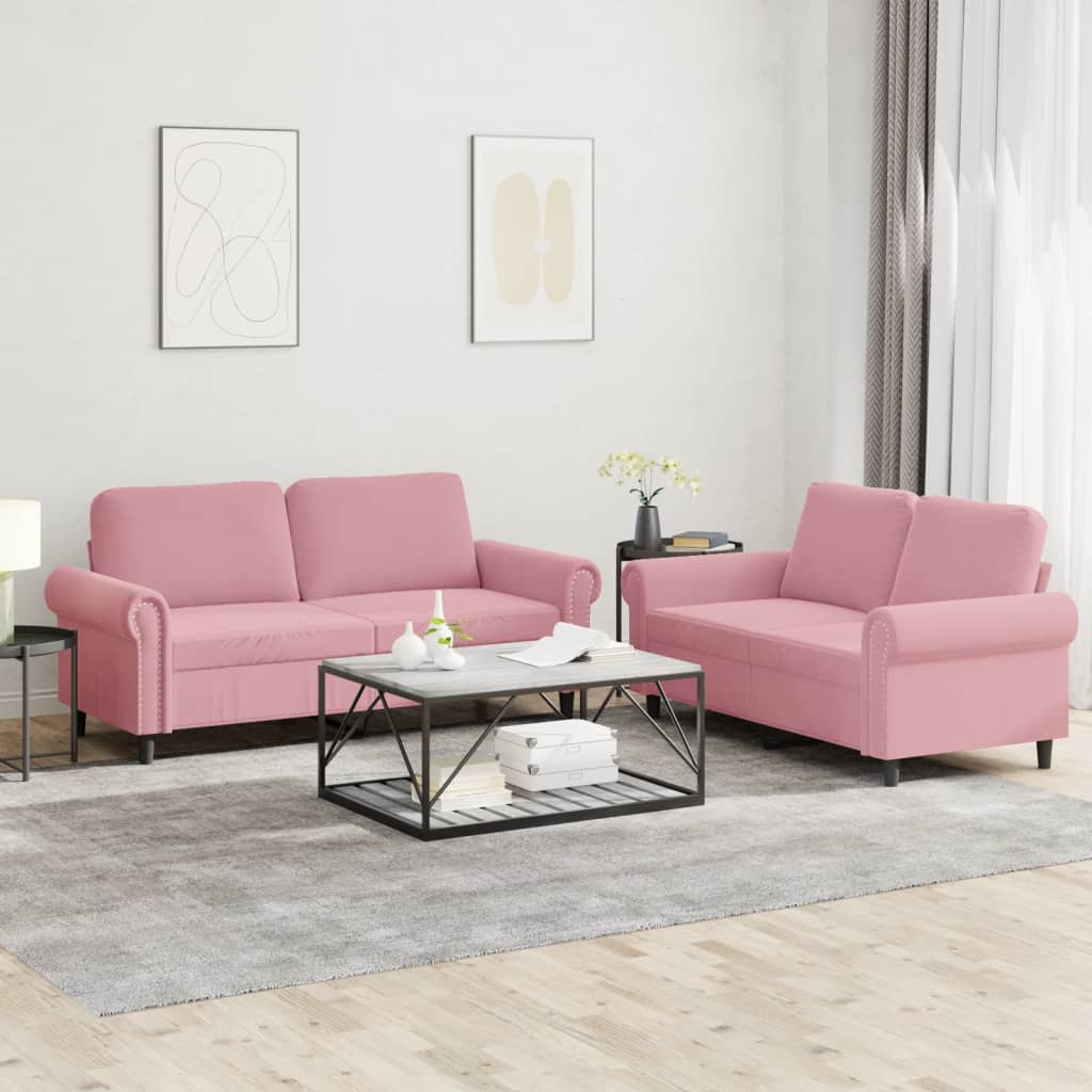 VidaXL 2-delige Loungeset met kussens fluweel roze