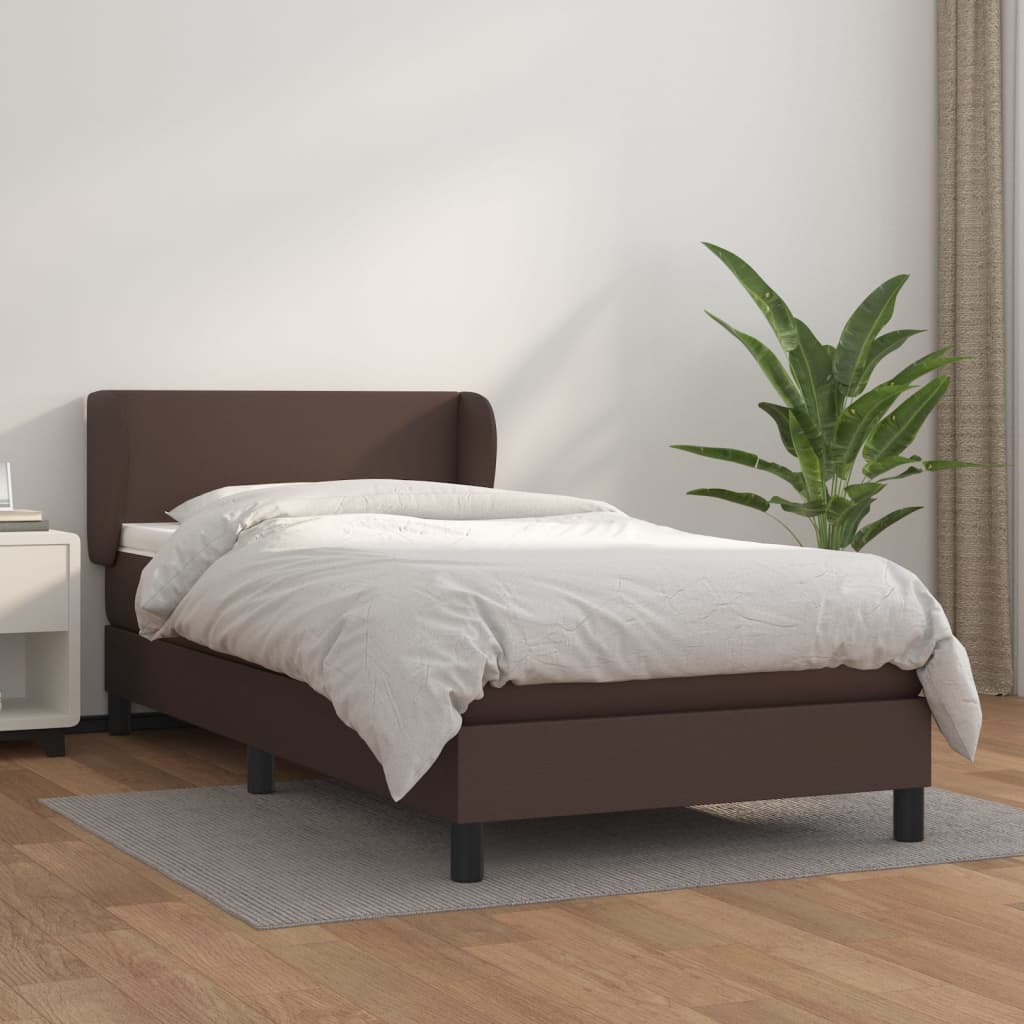 VidaXL Boxspring met matras kunstleer bruin 100x200 cm