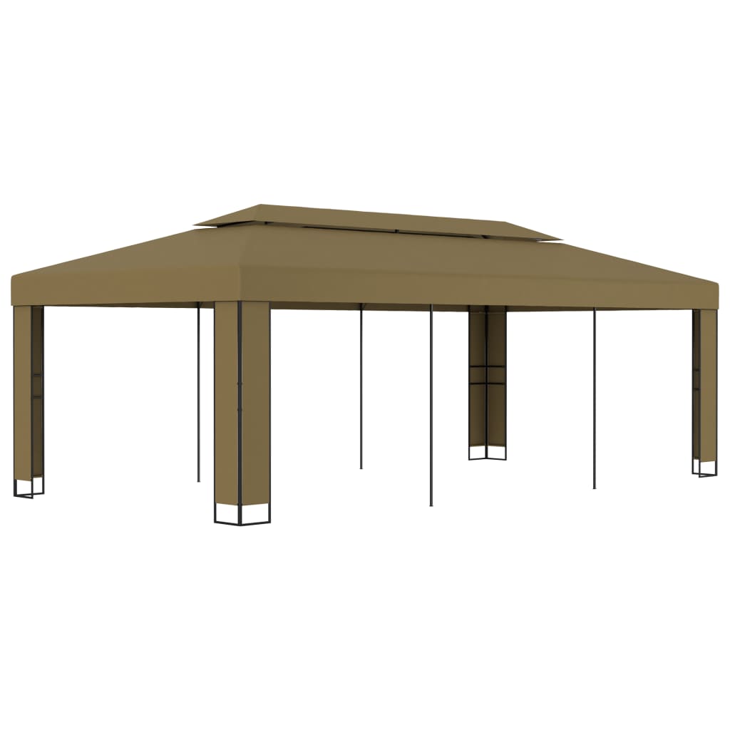 VidaXL Prieel met dubbel dak 180 g/m² 3x6 m taupe