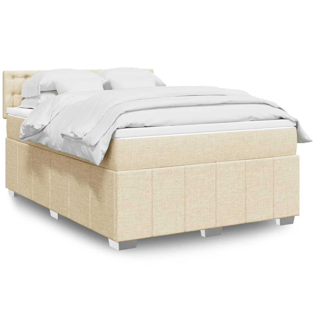 VidaXL Boxspring met matras stof crèmekleurig 160x200 cm