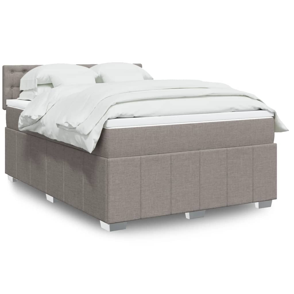 VidaXL Boxspring met matras stof taupe 160x200 cm