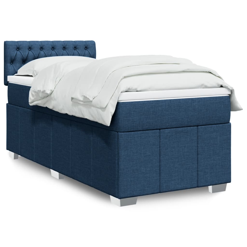 VidaXL Boxspring met matras stof blauw 80x200 cm