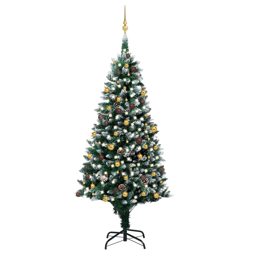 VidaXL Kunstkerstboom met verlichting kerstballen dennenappels 240 cm