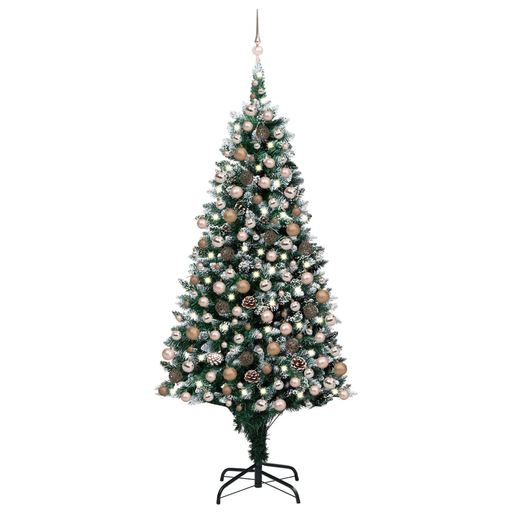 VidaXL Kunstkerstboom met verlichting kerstballen dennenappels 240 cm