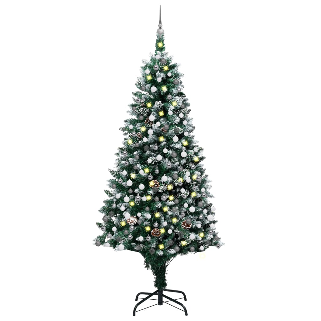 VidaXL Kunstkerstboom met verlichting kerstballen dennenappels 240 cm