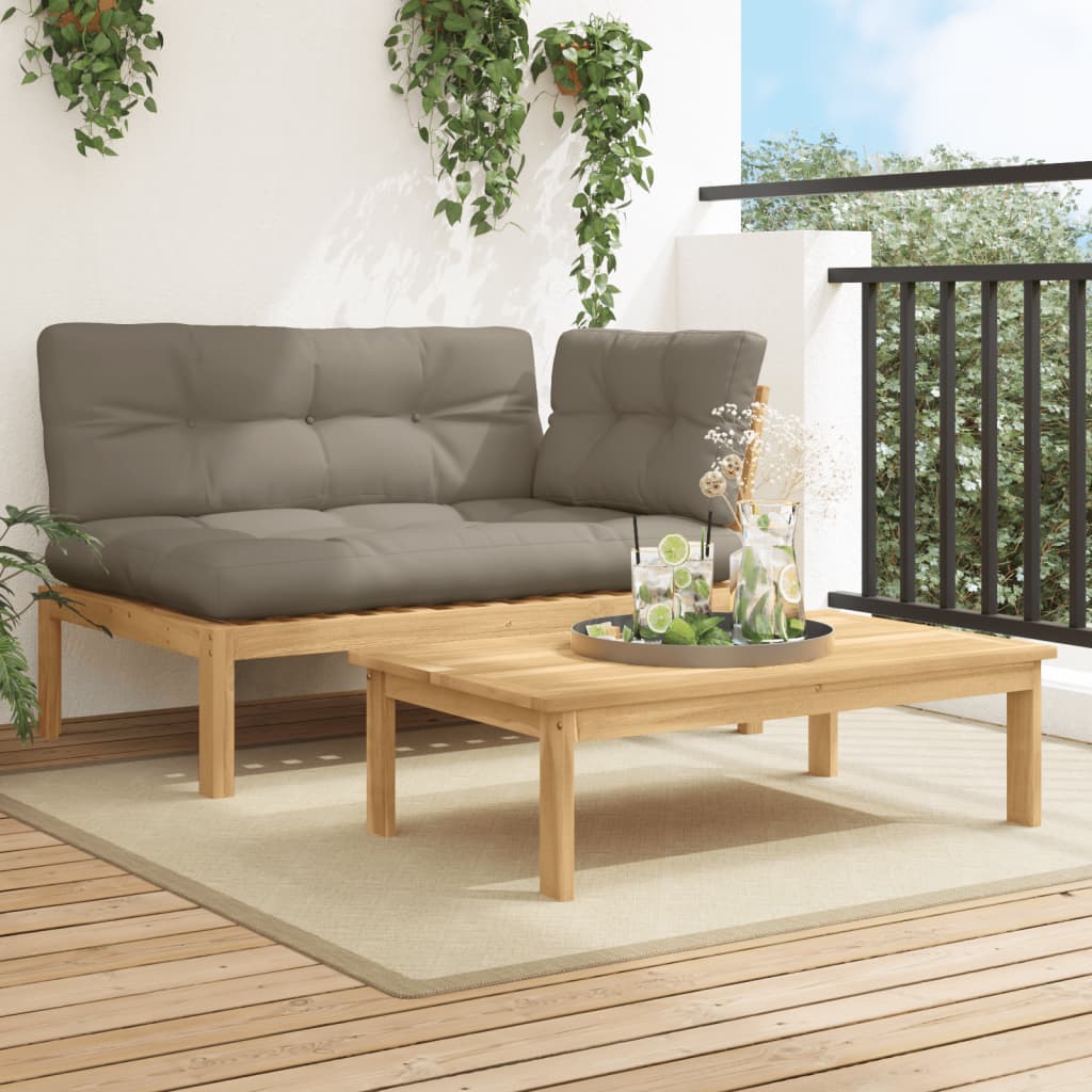 VidaXL 2-delige Loungeset pallet met kussens massief acaciahout