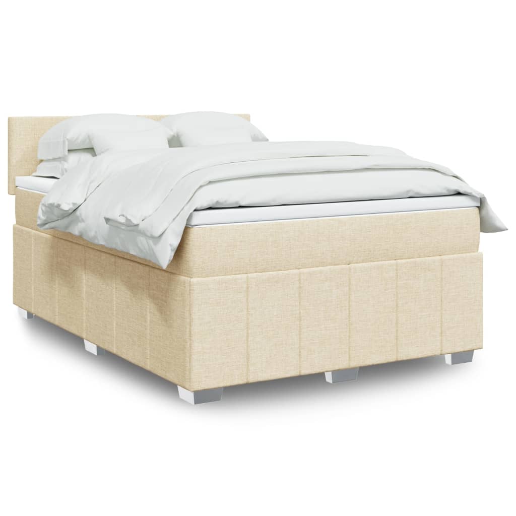 VidaXL Boxspring met matras stof crèmekleurig 160x200 cm