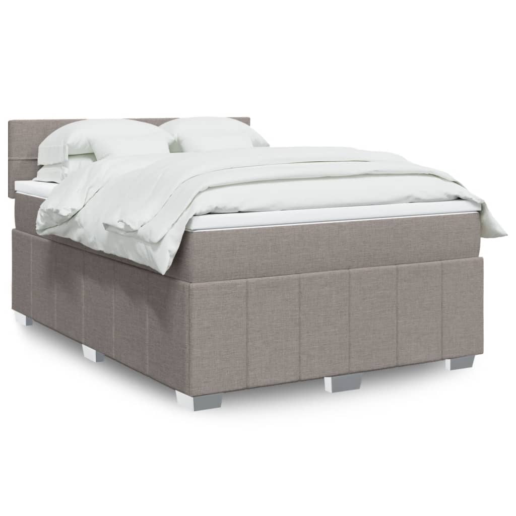 VidaXL Boxspring met matras stof taupe 160x200 cm