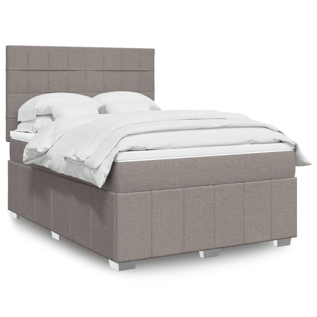 VidaXL Boxspring met matras stof taupe 160x200 cm