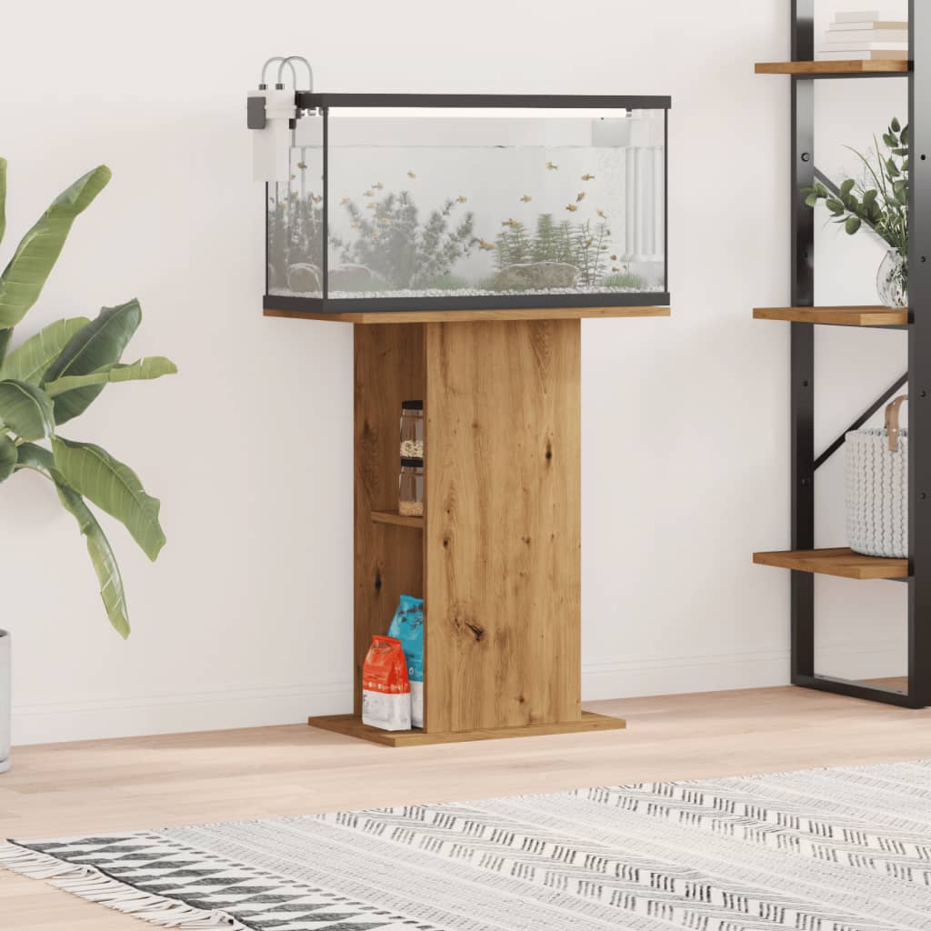 VidaXL Aquariumstandaard 36x60,5x72,5 cm bewerkt hout artisanaal eiken