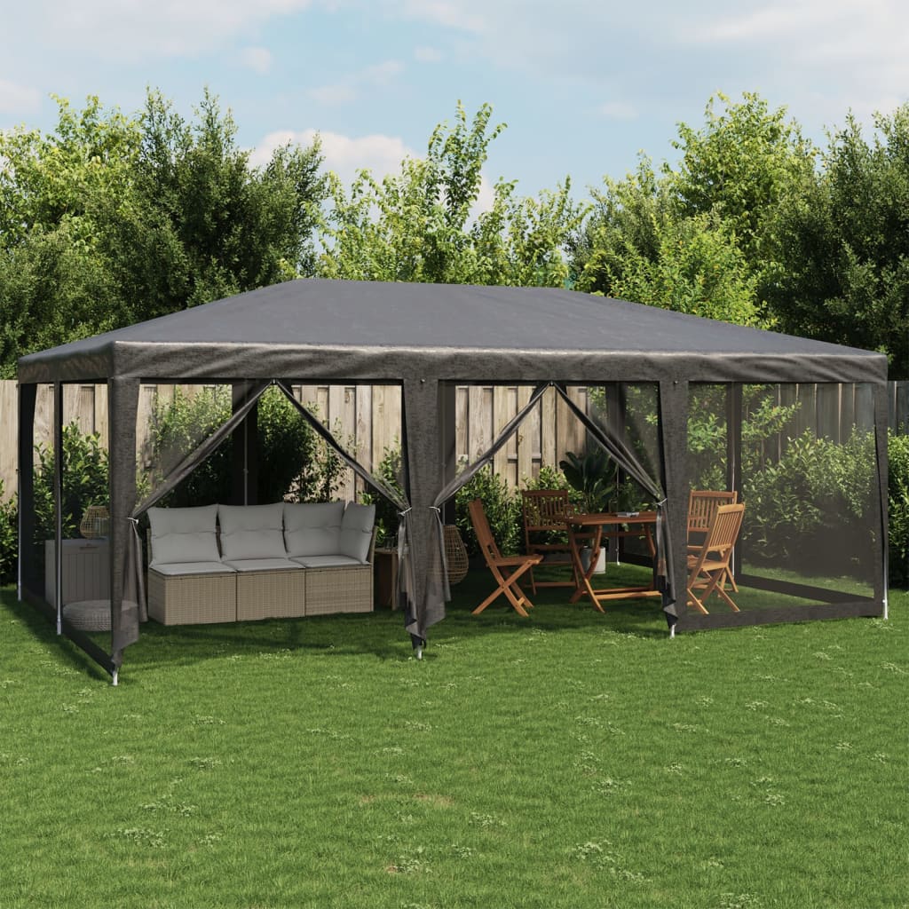 VidaXL Partytent met 10 mesh zijwanden 6x4 m HDPE antracietkleurig