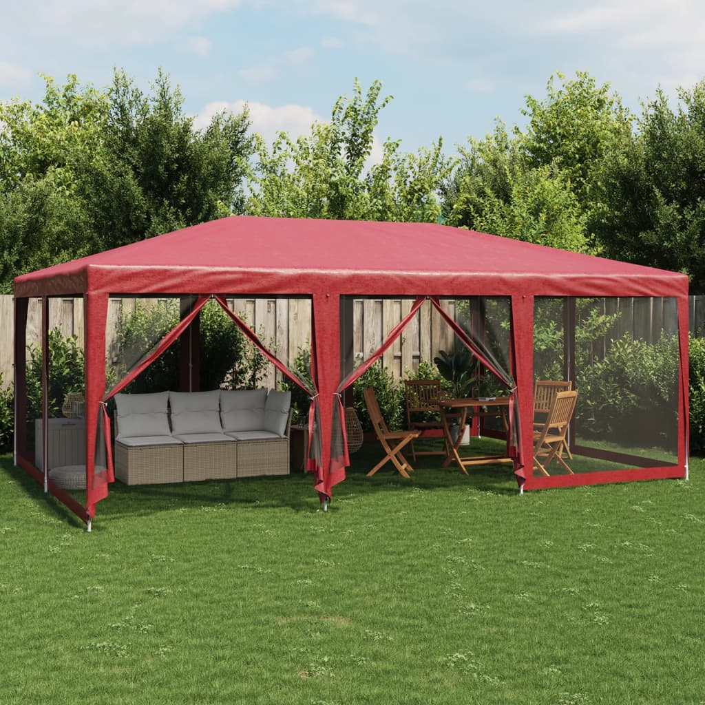 VidaXL Partytent met 10 mesh zijwanden 6x4 m HDPE rood