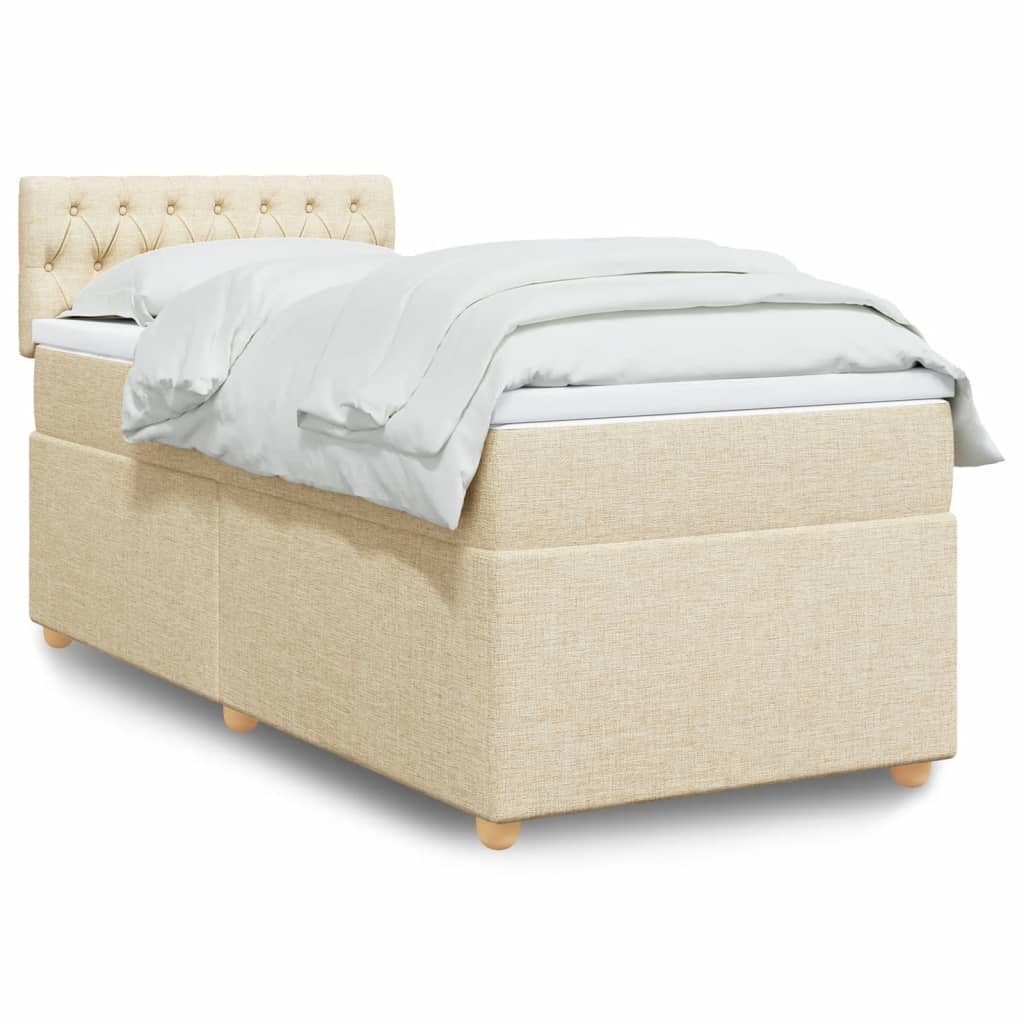 VidaXL Boxspring met matras stof crèmekleurig 80x200 cm