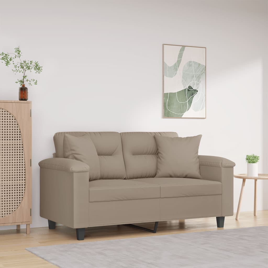 vidaxl Tweezitsbank met kussens 120 cm microvezelstof taupe