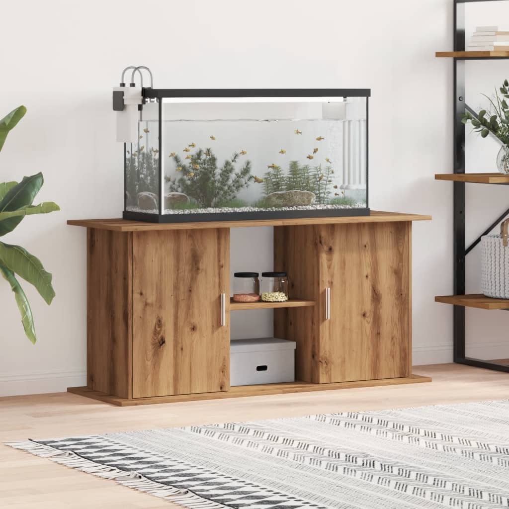 VidaXL Aquariumstandaard 121x41x58 cm bewerkt hout artisanaal eiken