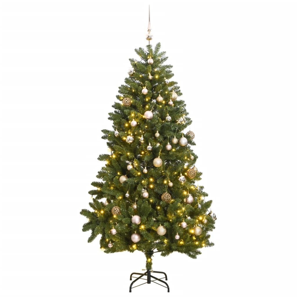 VidaXL Kunstkerstboom met scharnieren 300 LED's en kerstballen 300 cm