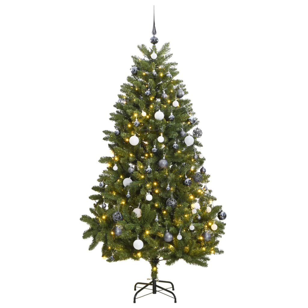 VidaXL Kunstkerstboom met scharnieren 300 LED's en kerstballen 300 cm