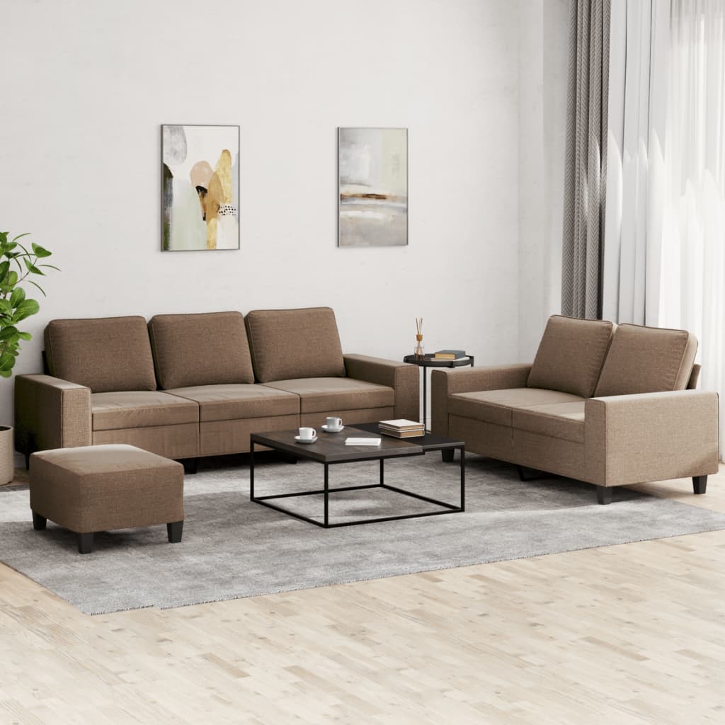 VidaXL 3-delige Loungeset stof bruin