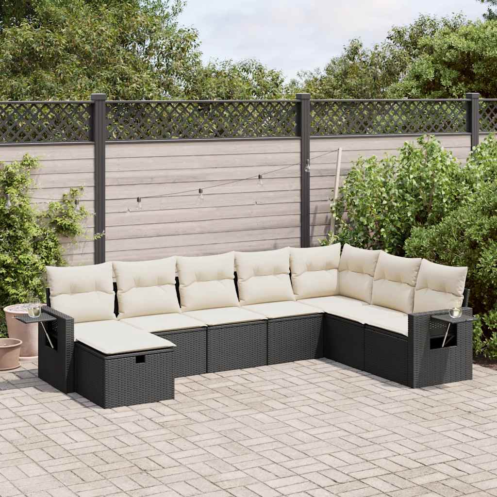 VidaXL 8-delige Loungeset met kussens poly rattan zwart