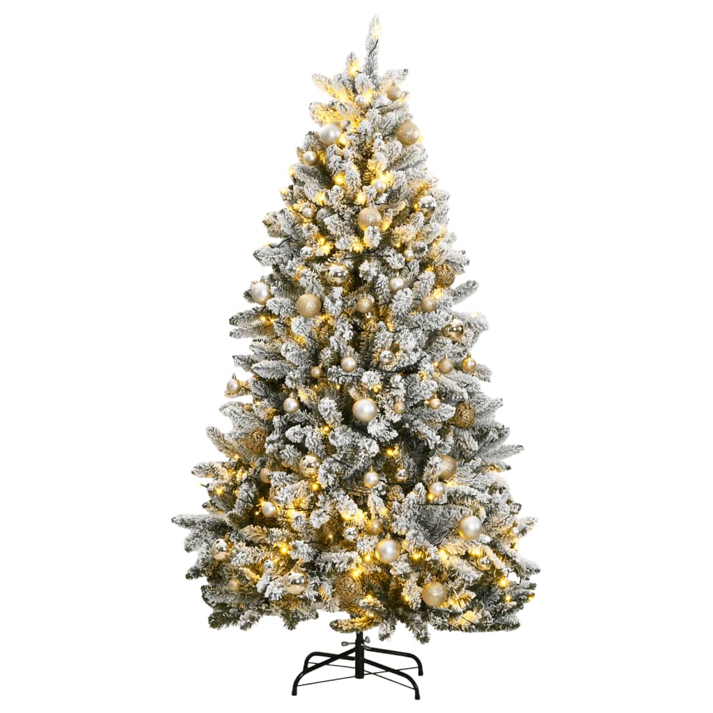 VidaXL Kunstkerstboom met scharnieren 300 LED's en kerstballen 240 cm