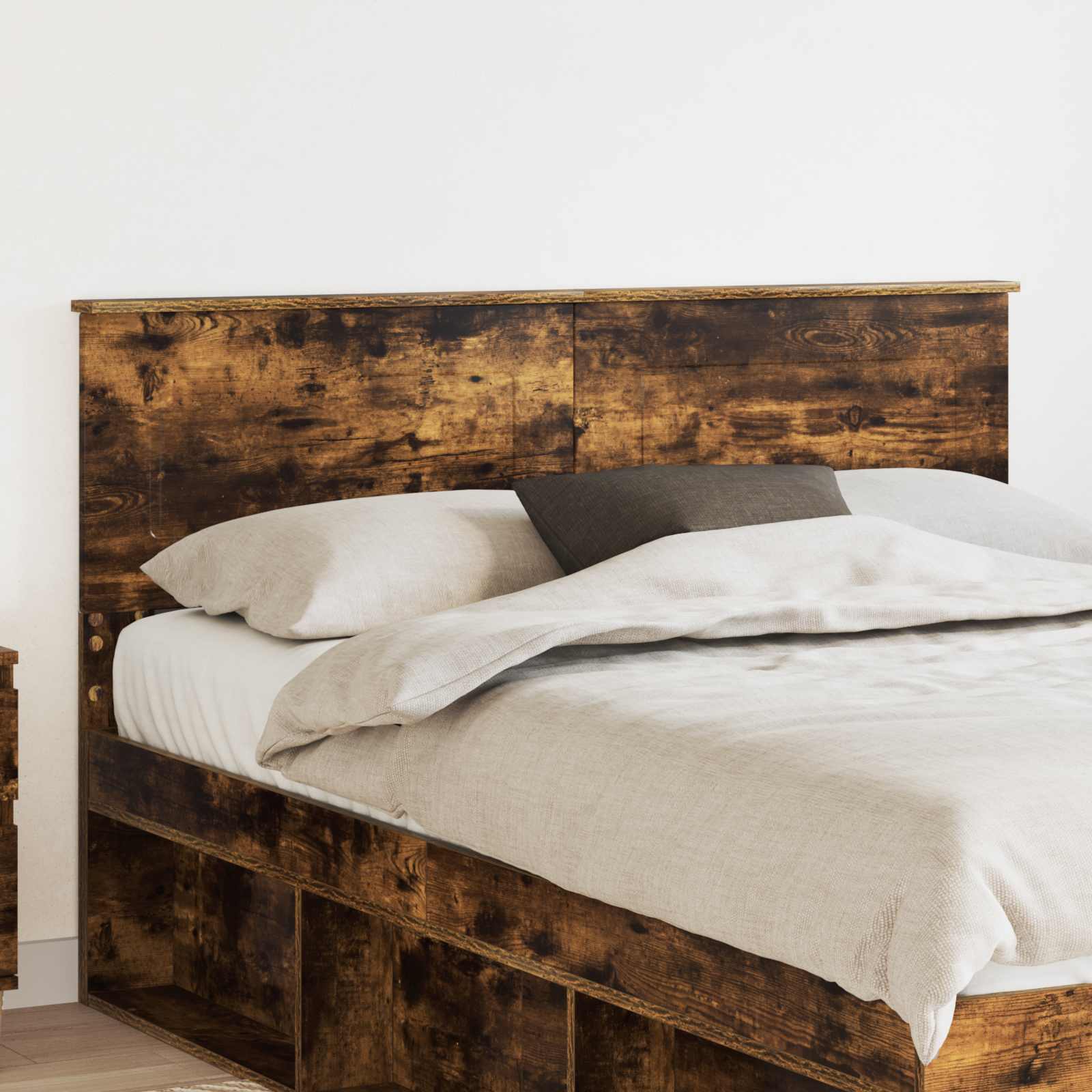 Hoofdbord Gerookt eiken 140 cm Bewerkt hout